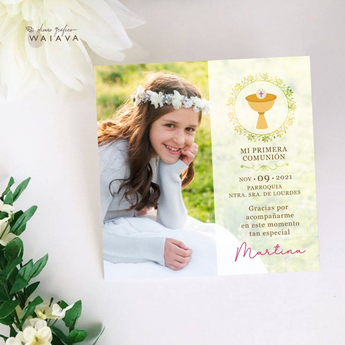 Imagen 2 de 10 de Estampas Nenas Primera Comunión 10 X 10cm Con Foto X 2u