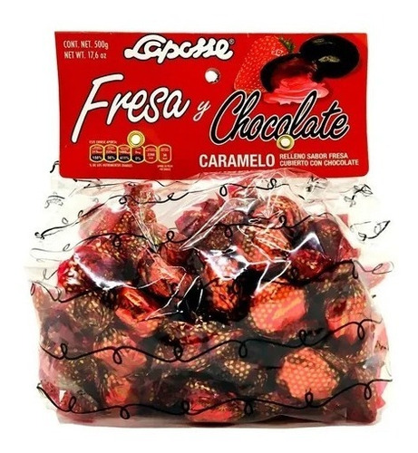 Caramelo Relleno Sabor Fresa Y Chocolate Laposse 500 G