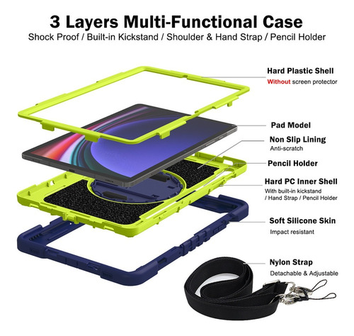 Funda Con Soporte For Samsung Galaxy Tab S9 Fe S8 S7 Sm