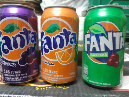 Lote 2 Latas * Fanta *, Vacias, Brasil,  2015