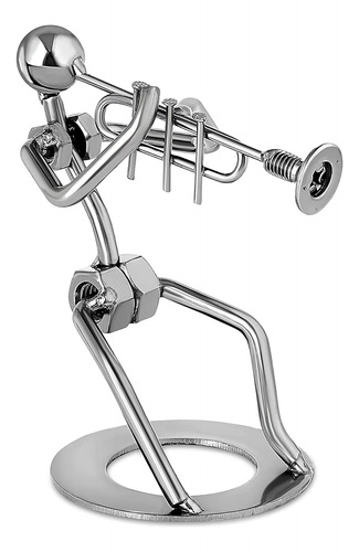 Trompetista Tono Plateado Figura Decorativa De Metal De...