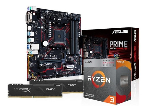 Kit Processador Ryzen 3 3200g Asus B450m-g 2x8gb Hx Fury