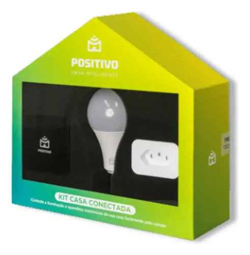 Foto real de Kit Positivo Casa Inteligente — Lâmpada + Smart Plug + Controle
