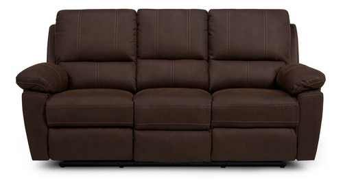 Sofá reclinable reclinable Rosen Bruno de 3 cuerpos color marrón de poliéster