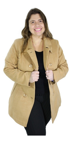 Casaco Botões Sobretudo Premium - Plus Size Extra - 48 Ao 58