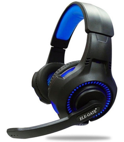 Audifonos Diadema Gamer Led 3.5mm Usb Pc Lap Ps4 Celular Color Negro/Azul