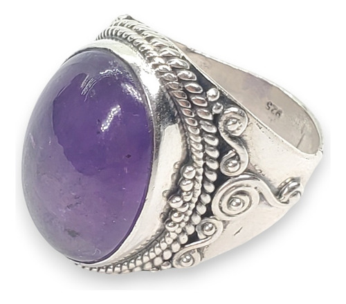 Anillo Plata Con Piedra Ovalada Violeta