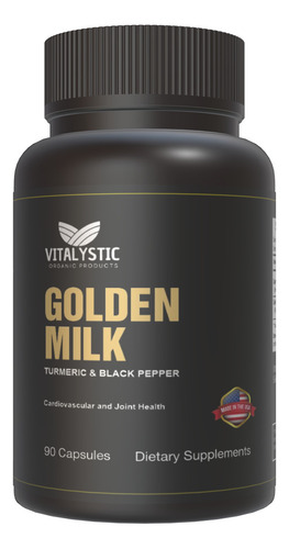 Golden Milk Orgánico Ayurvedic 90 Cápsulas Vitalystic Sabor Sin Sabor