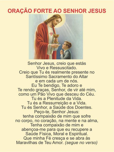 Oração Forte Ao Senhor Jesus - 1000 Unid