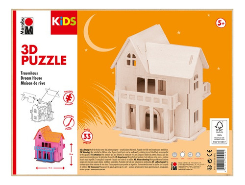 Puzzle 3d - Diseño Dream House Marca Marabu Kids