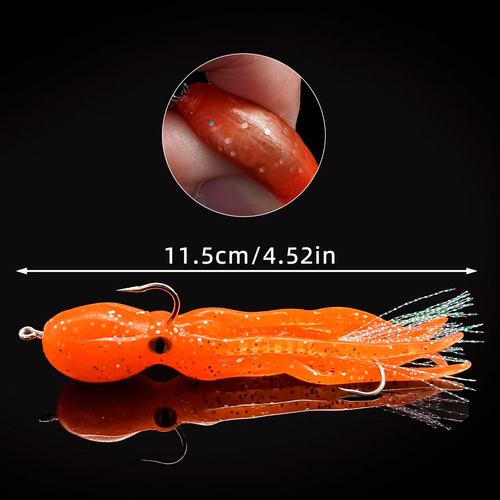 3 Señuelos De Pesca De Pulpo Con Anzuelos 21g + Caja Multicolor