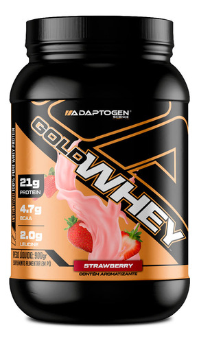 Gold Whey 900g Adaptogen Pote 100% Whey Protein Concentrado Sabor Strawberry