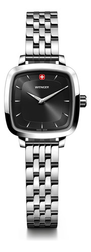 Reloj Vintage Classic Correa De Acero Inox, Dial Negro