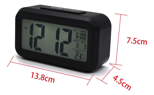 Imagem 6 de 7 de Relógio De Mesa Digital C/ Despertador Light Sensor Original