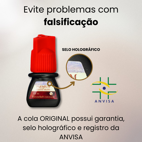 Cola Elite Hs16 3ml Kit 10 Unidades Extensao Cilios Fio Fio