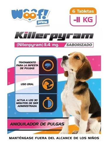 Pastillas Anti Pulgas Killerpyram Perro Pequeño 6 Tabletas 