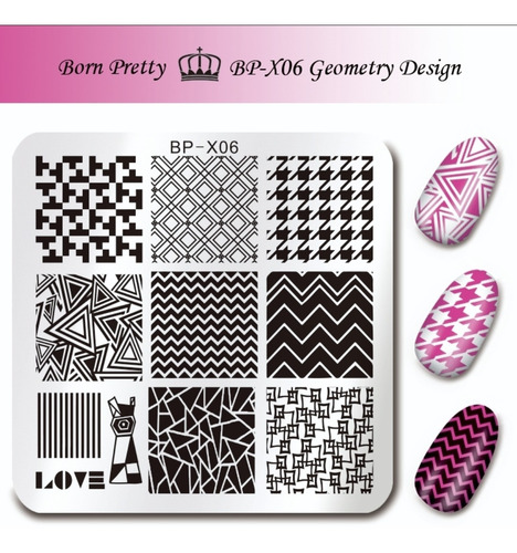Set De 3 Placas Cuadradas Bornpretty Originales