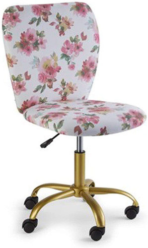 Silla De Oficina Giratoria De Cuero, Acuarela Floral, Multi.