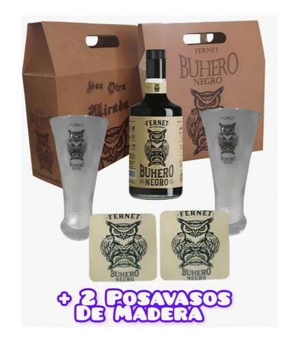 Fernet Buhero Negro + 2 Vasos En Estuche Envíos 