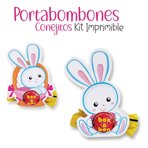 Conejito Porta Bombón Imprimible - Pascua + Tags De Regalo