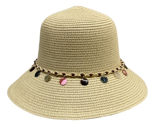 Sombrero De Paja Diseño Moderno Con Pedrería Playa Viaje Uv