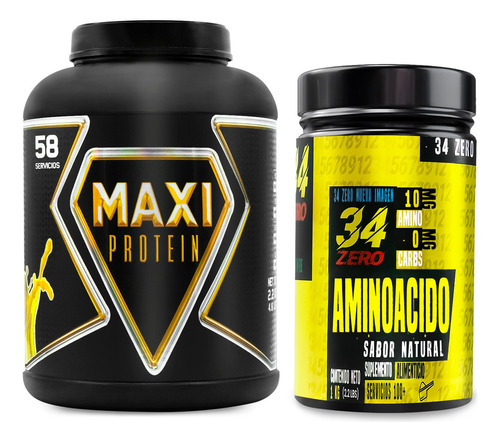 Proteína Iso Zero Maxi Whey 0 Carbs 2.2kg + Amino 34zero 1kg Sabor Vainilla- Mango