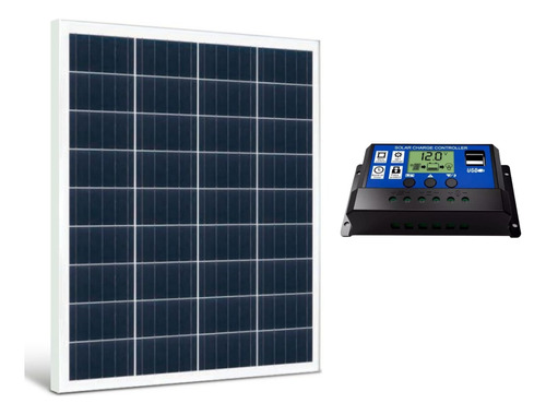Painel Placa Solar Fotovoltaica 10w + Controlador Solar 30a