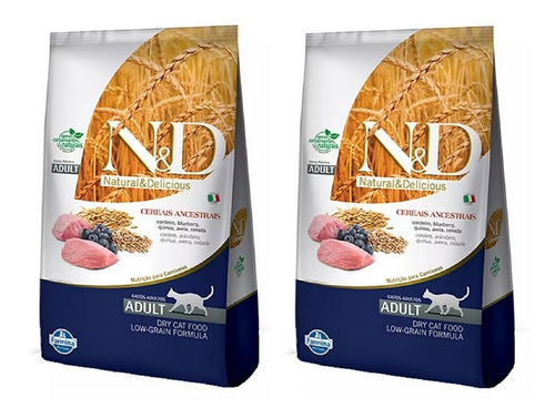 Kit 2uni. Ração P/gatos Adultos Sabor Cordeiro 400g N&d