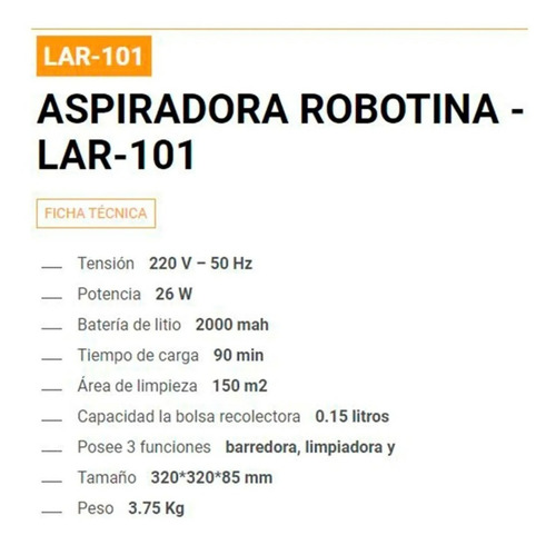 Aspiradora robot Lüsqtoff LAR-101 blanca 220V
