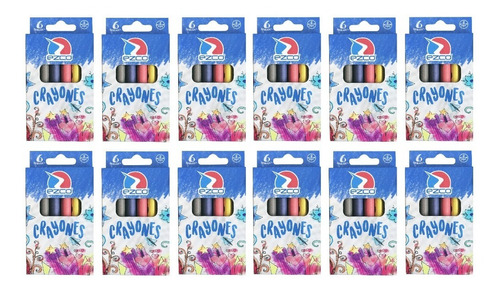 12 Cajas De Crayones De Cera Ezco X 6 Colores