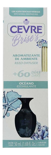 Aromatizante Ambiental Cevre Brise's 60 Días Océano Estimulante 50ml + 5 Varitas