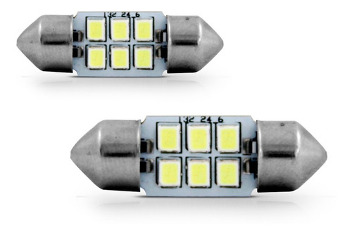 Par Lâmpada Led Torpedo 6 Leds 36mm 12v Branco