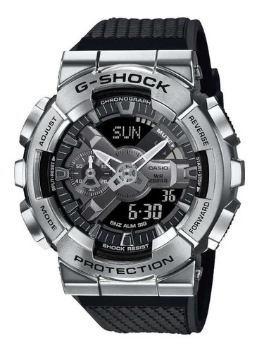 Reloj Hombre Casio G-shock Gm-110-1a Joyeria Esponda Color de la malla Negro Color del bisel Plateado Color del fondo Negro