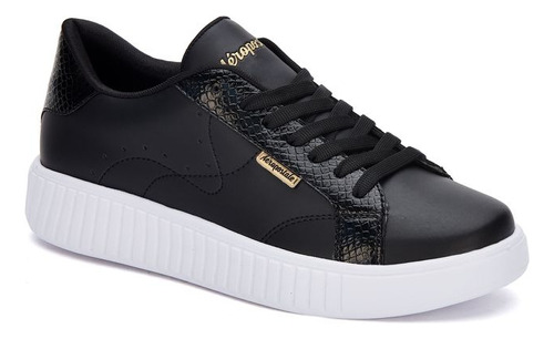 Tenis Escolares 86449tpr Suela Goma Negro Dama