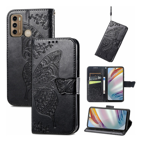 B Funda Tipo Cartera Butterfly Para Motorola Kickstand