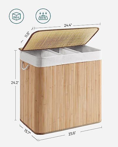 Cesta De Lavandería 150l Con Tapa Y 3 Secciones