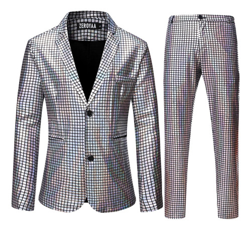 Men's 70s Disco Suits Metallic Shiny Sequin Outfits Blazer