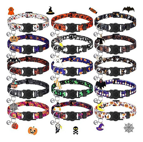 Hosuly 15 Piezas Collar De Gato De Halloween Con Campana Col