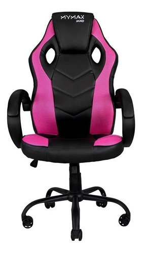 Cadeira de escritório Mymax MX0 gamer ergonômica  preto e rosa com estofado de tecido sintético pu