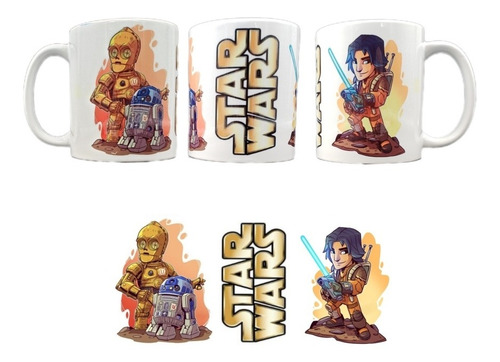 Taza Star Wars Animados Han Solo, C-3po Y R3, De 325ml.