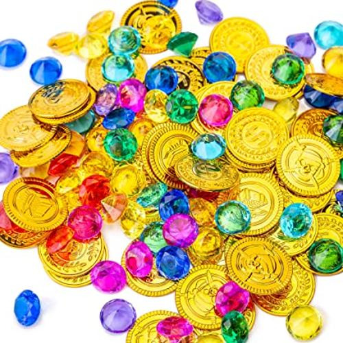 288 Monedas Y Gemas De Oro Monedas De Cofre Del Tesoro