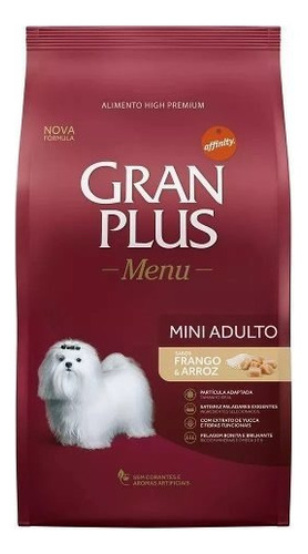 Alimento Gran Plus Menu para cão adulto de raça mini sabor frango e arroz em sacola de 15kg