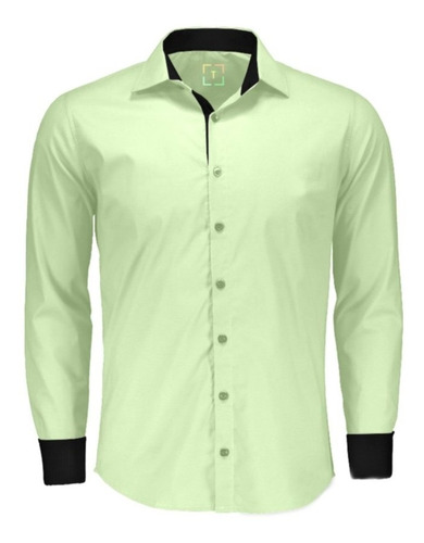 Imagem 1 de 1 de Camisa Social Masculina Verde Claro P Ao G7