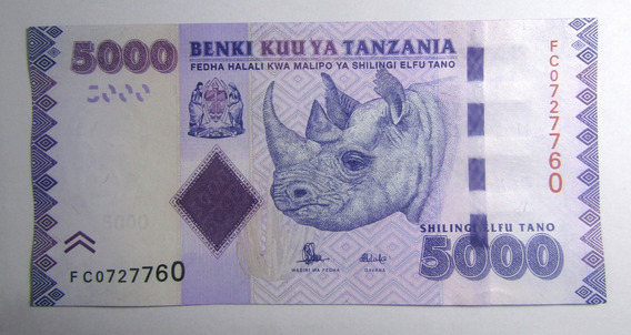 2011 5000 P-43a UNC /> Rhino Tanzania 5,000 2010