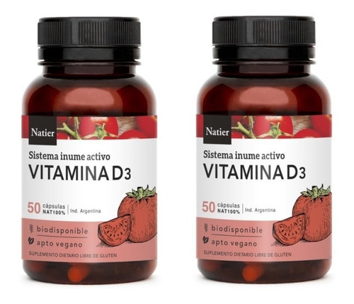 Vitamina D3 Pack 2 Mejora Sistema Inmune Apto Vegano 50 Caps
