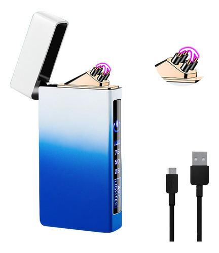 Encendedor Electrónico Doble Arco Metal Resistente Viento Ew