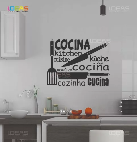 Diseño Pared Cocina Kitchen Cuisine Vinilo Decorativo