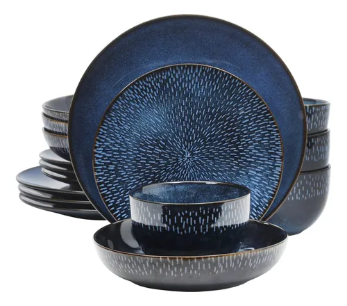 comprar Juego De Vajilla Gibson Elite Matisse Azul Cobalto 16 Piezas