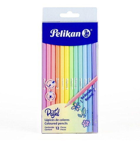 Set De Lápices Colores Pastel - Pelikan - 12 Colores Redondo