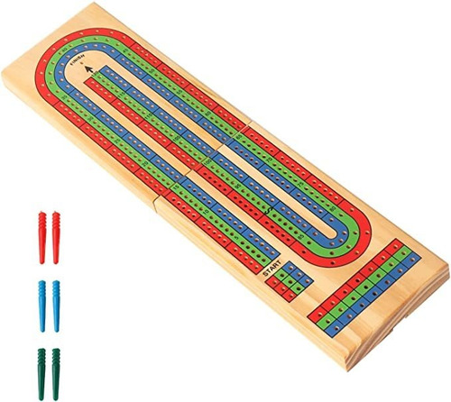 Gse Plegable De Madera 3-track Color Coded Travel Cribbage